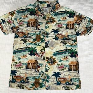 Disney World Kids Hawaiian- Mickey And Pluto Shirt - Size‎ Large